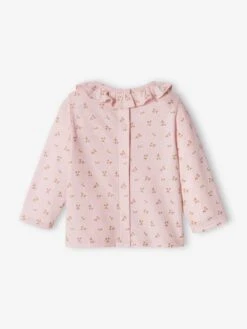 Top With Frill On The Neckline, For Baby Girls - Pale Pink 15 Top With Frill On The Neckline, For Baby Girls - Pale Pink -PETIT BATEAU Sales Store top with frill on the neckline for baby girls 3