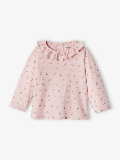 Top With Frill On The Neckline, For Baby Girls - Pale Pink 3 Top With Frill On The Neckline, For Baby Girls - Pale Pink