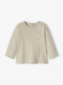 Top With Heart Pocket & Strawberries, For Baby Girls - Grey Green 16 Top With Heart Pocket & Strawberries, For Baby Girls - Grey Green -PETIT BATEAU Sales Store top with heart pocket strawberries for baby girls 4