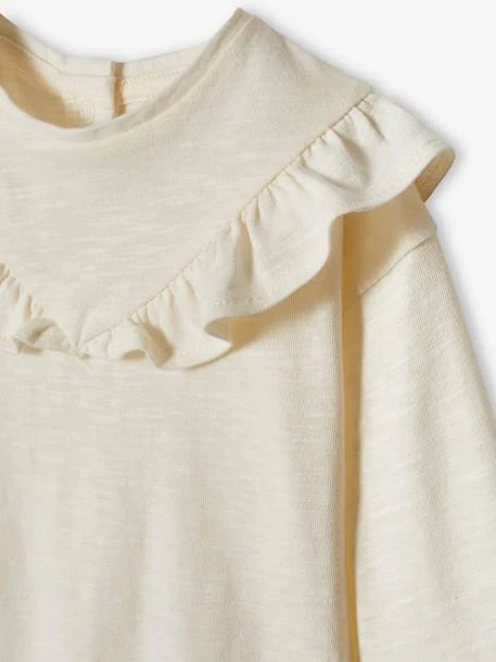 Top With Ruffle In Slub Jersey Knit For Babies - Ecru 4 Top With Ruffle In Slub Jersey Knit For Babies - Ecru - Image 2