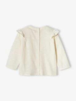 Top With Ruffle In Slub Jersey Knit For Babies - Ecru 9 Top With Ruffle In Slub Jersey Knit For Babies - Ecru -PETIT BATEAU Sales Store top with ruffle in slub jersey knit for babies 3