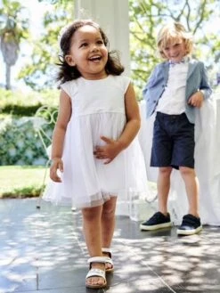 Tulle Occasion Wear Dress For Babies - White -PETIT BATEAU Sales Store tulle occasion wear dress for babies 4