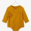 Unisex Bodysuit In Cotton Gauze For Newborn Babies - Brown -PETIT BATEAU Sales Store unisex bodysuit in cotton gauze for newborn babies