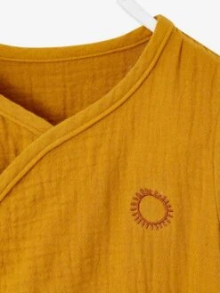 Unisex Bodysuit In Cotton Gauze For Newborn Babies - Brown -PETIT BATEAU Sales Store unisex bodysuit in cotton gauze for newborn babies 2