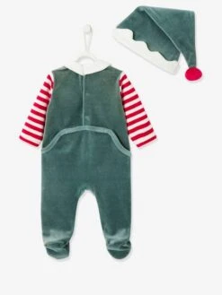 Unisex Christmas Set, Sleepsuit + Beanie, For Babies - Green -PETIT BATEAU Sales Store unisex christmas set sleepsuit beanie for babies 2