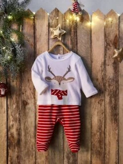 Velour Christmas Pyjamas For Babies - White -PETIT BATEAU Sales Store velour christmas pyjamas for babies 15
