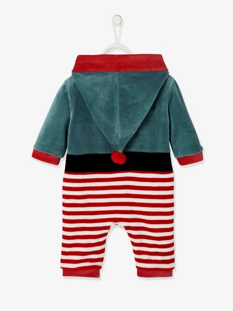 Velour "Father Christmas" Jumpsuit, Unisex, For Babies - Dark Red 4 Velour "Father Christmas" Jumpsuit, Unisex, For Babies - Dark Red - Image 2