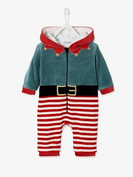 Velour "Father Christmas" Jumpsuit, Unisex, For Babies - Dark Red 3 Velour "Father Christmas" Jumpsuit, Unisex, For Babies - Dark Red