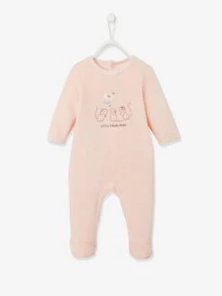 Velour Sleepsuit For Babies - Light Pink -PETIT BATEAU Sales Store velour sleepsuit for babies 1