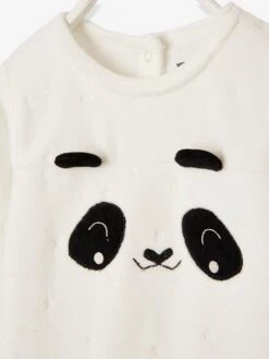 Velour Sleepsuit For Babies, Press Studs On The Back - White -PETIT BATEAU Sales Store velour sleepsuit for babies press studs on the back 2