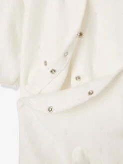Velour Sleepsuit For Babies, Press Studs On The Back - White -PETIT BATEAU Sales Store velour sleepsuit for babies press studs on the back 3