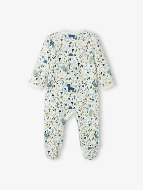 Velour Sleepsuit For Baby Boys, Oeko Tex® - White Light All Over Printed 4 Velour Sleepsuit For Baby Boys, Oeko Tex® - White Light All Over Printed - Image 2