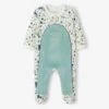 Velour Sleepsuit For Baby Boys, Oeko Tex® - White Light All Over Printed -PETIT BATEAU Sales Store velour sleepsuit for baby boys oeko tex