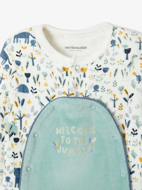 Velour Sleepsuit For Baby Boys, Oeko Tex® - White Light All Over Printed 5 Velour Sleepsuit For Baby Boys, Oeko Tex® - White Light All Over Printed - Image 3