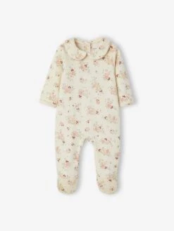Velour Sleepsuit For Baby Girls - Ecru -PETIT BATEAU Sales Store velour sleepsuit for baby girls 2