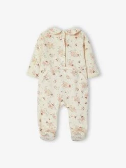 Velour Sleepsuit For Baby Girls - Ecru -PETIT BATEAU Sales Store velour sleepsuit for baby girls 3