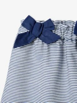 Wide Skirt In Ottoman Fabric For Babies - Blue Dark Striped -PETIT BATEAU Sales Store wide skirt in ottoman fabric for babies 2