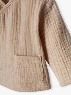 Wrap-Over Jacket In Cotton Gauze For Newborn Babies - Beige -PETIT BATEAU Sales Store wrap over jacket in cotton gauze for newborn babies 12