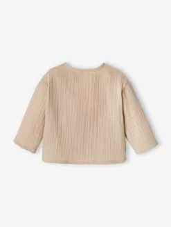 Wrap-Over Jacket In Cotton Gauze For Newborn Babies - Beige -PETIT BATEAU Sales Store wrap over jacket in cotton gauze for newborn babies 13