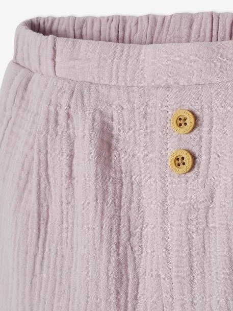 Wrap-Over Jacket In Cotton Gauze For Newborn Babies - Purple Light Solid With Design 11 Wrap-Over Jacket In Cotton Gauze For Newborn Babies - Purple Light Solid With Design - Image 9