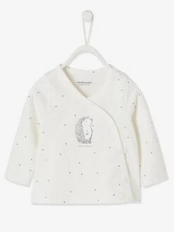 Wrap-Over Jacket In Organic Cotton For Newborn Baby - White/print