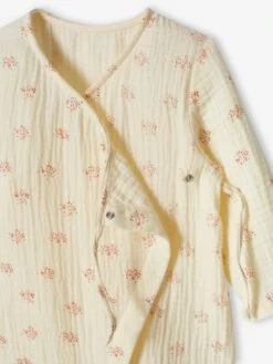 Wrap-Over Sleepsuit In Cotton Gauze, Special Opening For Newborn Babies - Ecru -PETIT BATEAU Sales Store wrap over sleepsuit in cotton gauze special opening for newborn babies 2