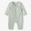 Wrap-Over Sleepsuit In Cotton Gauze, Special Opening For Newborn Babies - Aqua Green -PETIT BATEAU Sales Store wrap over sleepsuit in cotton gauze special opening for newborn babies 4