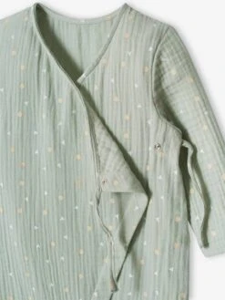 Wrap-Over Sleepsuit In Cotton Gauze, Special Opening For Newborn Babies - Aqua Green -PETIT BATEAU Sales Store wrap over sleepsuit in cotton gauze special opening for newborn babies 6